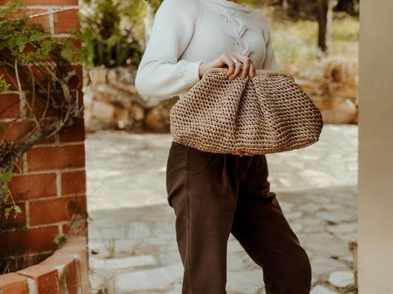 Raffia Handtasche Handtasche Voluminöse Aus Strohknödel von MarinaAleksina