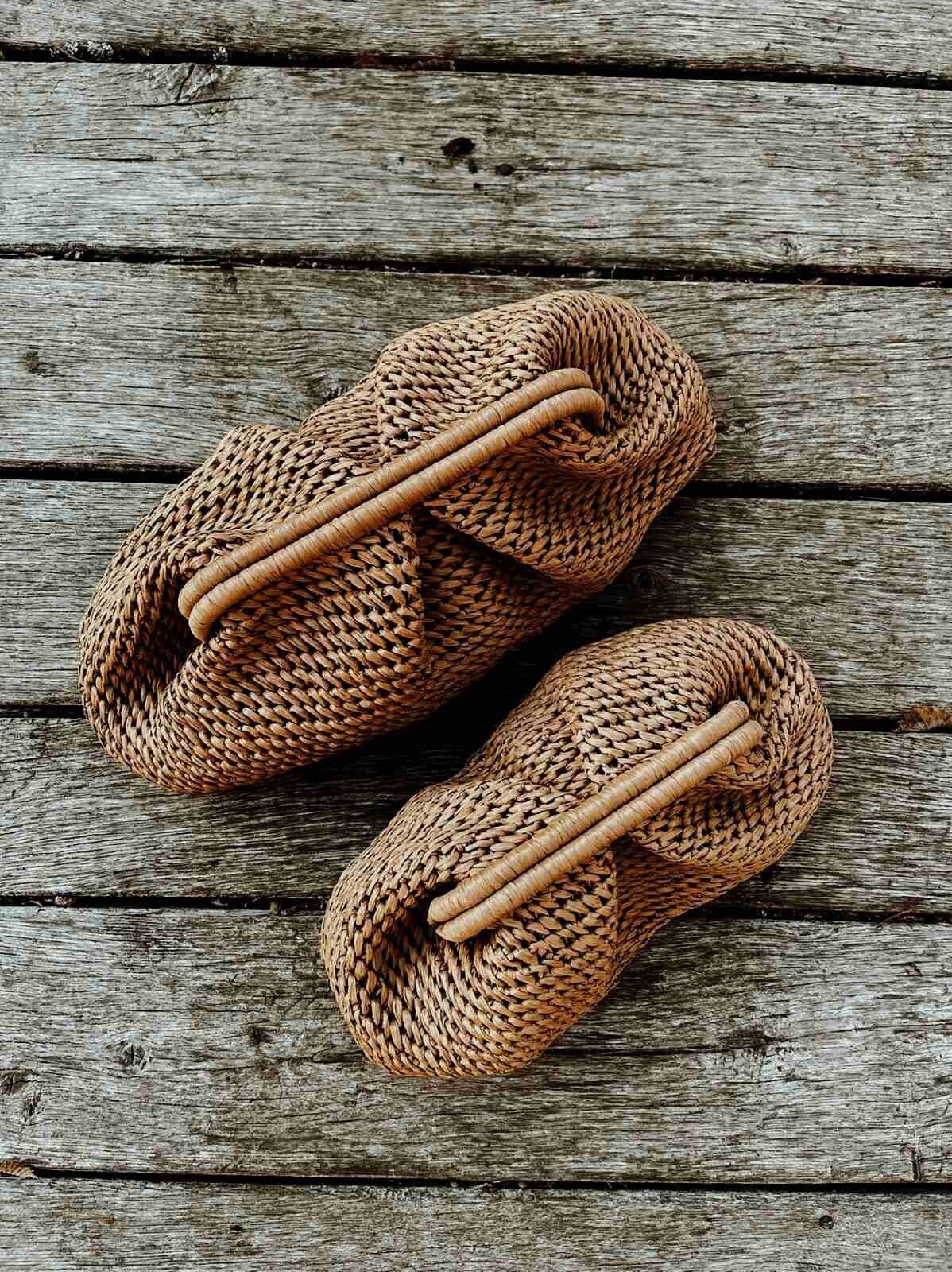 Raffia Pelmeni Clutch Gehäkelte Holzschließe Wolke Tasche von MarinaAleksina