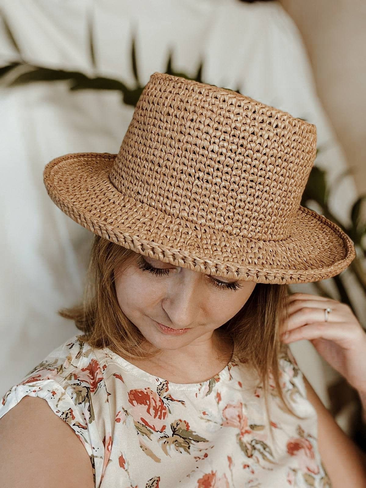 Raffia Stroh Eimer Hut Damen Strand Sonnenhut von MarinaAleksina