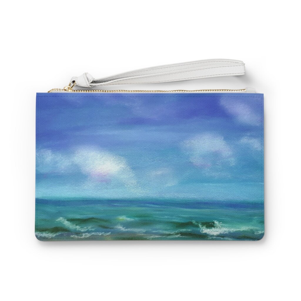 Entspannende Sky Clutch Tasche | Calm Seascape Damen Coole Ozean Handtasche Mädchens Geldbörse Sea & Abendtasche von MarinaKozinArtPrints