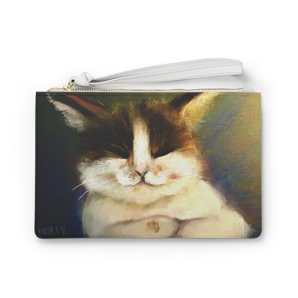 Happy Cat Clutch Tasche | Entzückende Katzenhandtasche Mädchen Katze Design Geldbörse Damen Katzen Abendtasche Süßes Kätzchen Täschchen Süße von MarinaKozinArtPrints