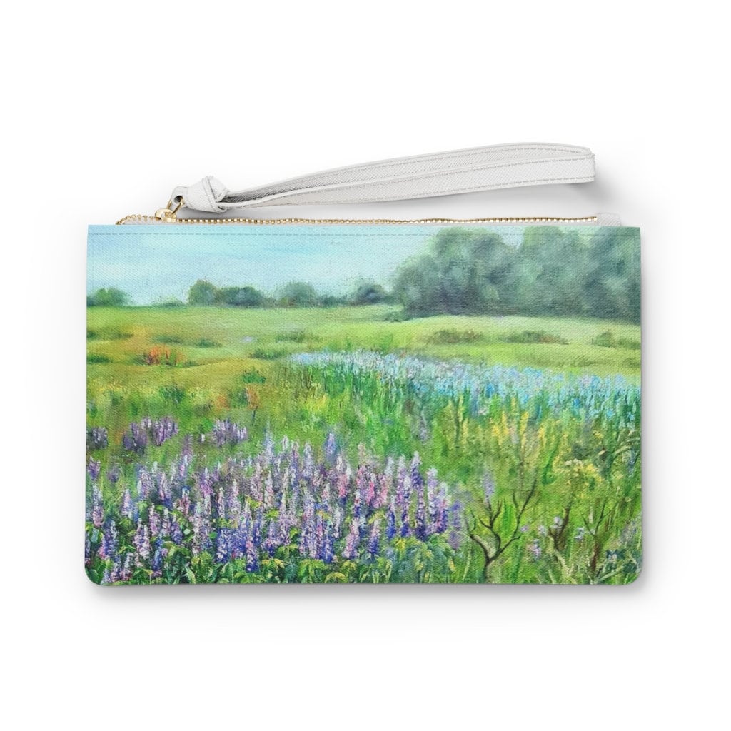 Lavendelfeld Clutch Tasche | Blühendes Nature Design Portemonnaie Grüne Landschaft Damen Blühende Mädchen Geldbörse Handtasche von MarinaKozinArtPrints