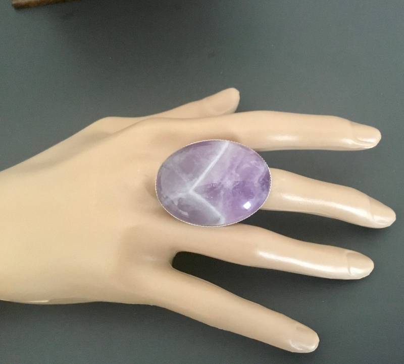 Amethyst Statement Ring. Adjustable Ring.large Stone von MarinaSteinDesign