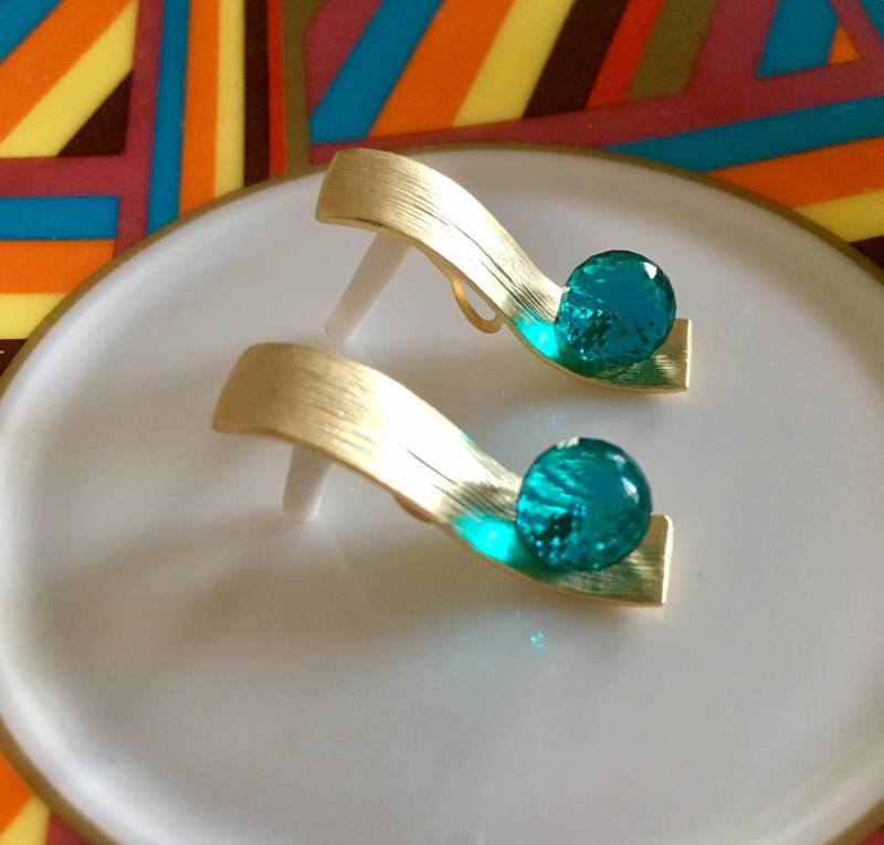 Geometric Earrings. Apatite Hydroquartz von MarinaSteinDesign