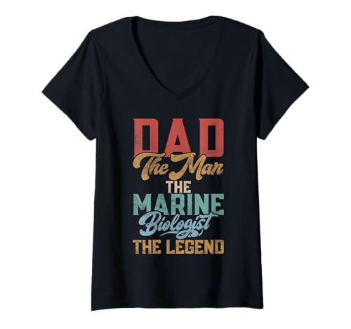 Damen Dad The Man The Marine Biologist The Legend Marine Biologe T-Shirt mit V-Ausschnitt von Marine Biologist Gifts & Marine Biology Gifts