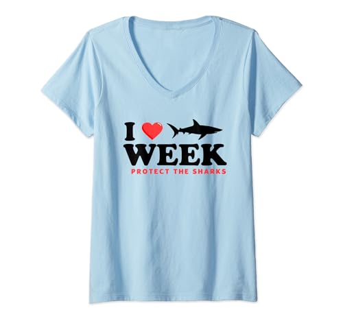 Damen Protect the Sharks Squad Damen Herren Kinder I love Week 2024 T-Shirt mit V-Ausschnitt von Marine Biologys Teens Kids boys types of Shark