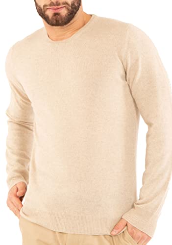 Marine Cashmere - O'Neck aus 100% Kaschmir für Herren, Pullover mit Rundhalsausschnitt, Made in Italy (Sand - XXL) von Marine Cashmere