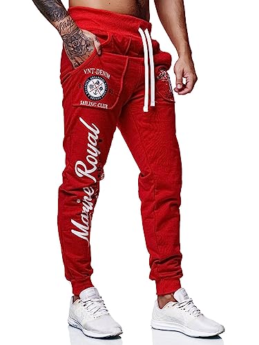 Marine Royal Herren Jogger Hosen Sport Fitness Laufen Casual Sweatpants, Rot/Ausflug, einfarbig (Getaway Solids), X-Groß von Marine Royal