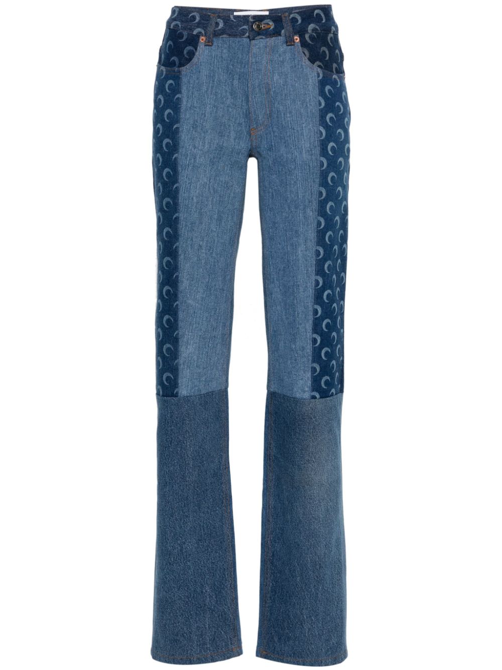 Marine Serre Halbhohe Straight-Leg-Jeans - Blau von Marine Serre