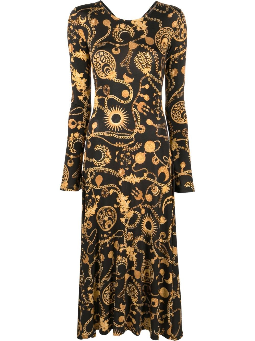 Marine Serre Hemdkleid mit grafischem Print - Schwarz von Marine Serre