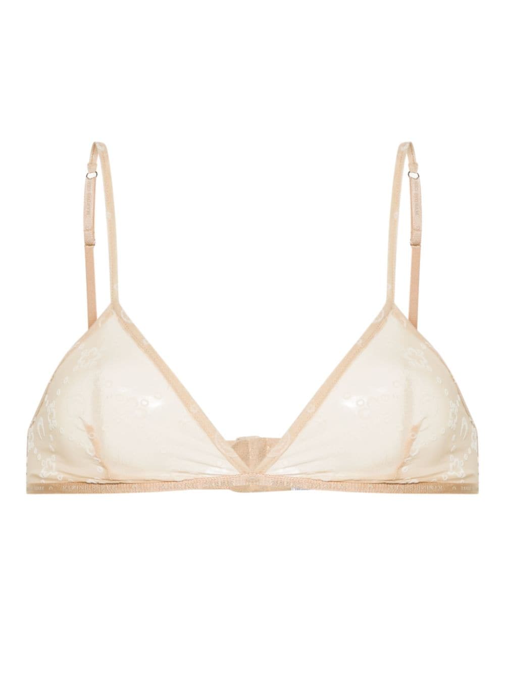 Marine Serre Mesh-Bralet mit beflocktem Monogramm - Nude von Marine Serre