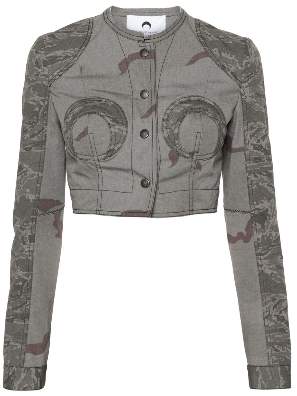 Marine Serre Regenerated Cropped-Jacke mit Camouflage-Print - Grau von Marine Serre