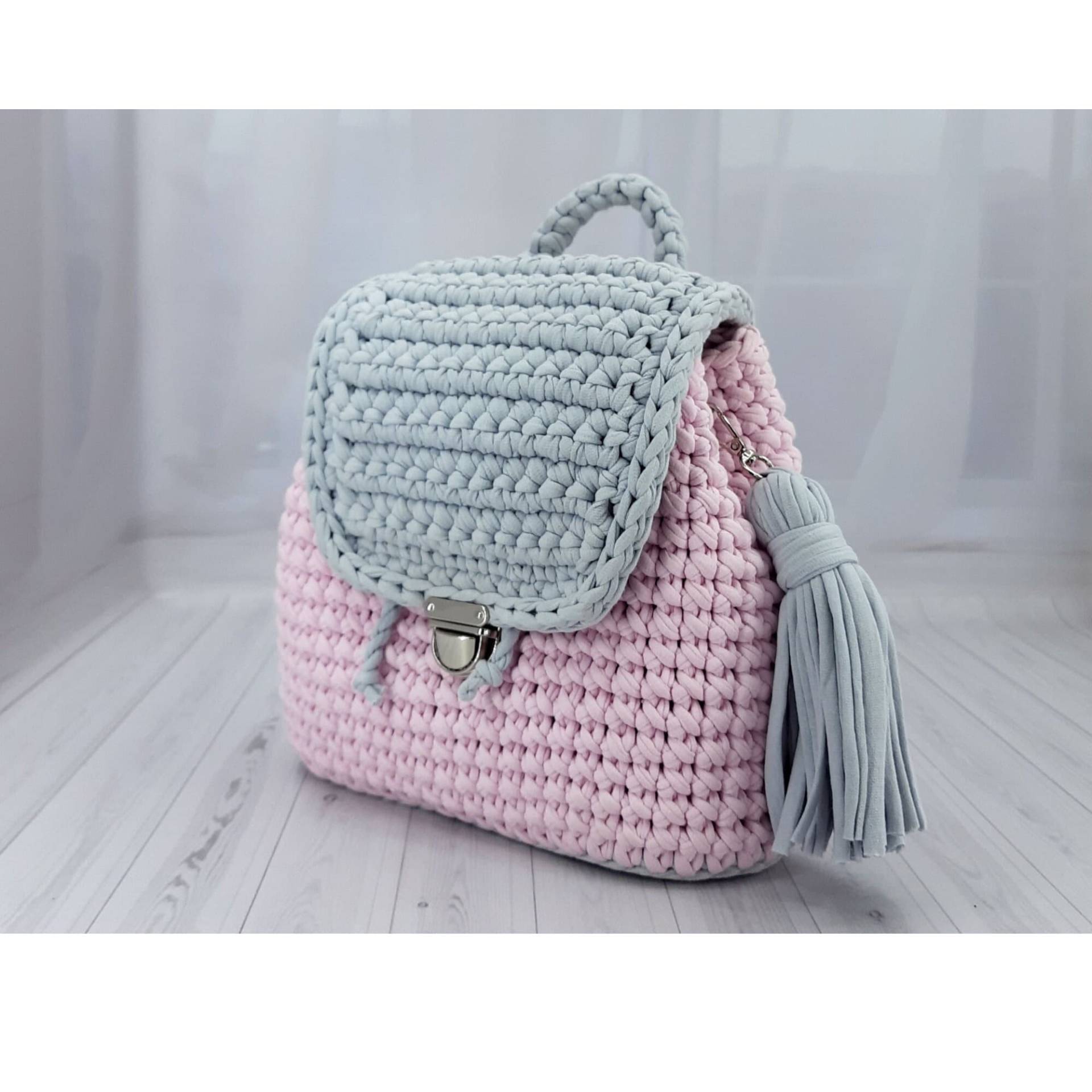 Rosa Und Grauer Rucksack Für Mädchen, Kinder Mini Rucksack, Süße Geldbörse Mit Quaste, Handgemachter Tochter, Weihnachtsgeschenk von MarineroMade