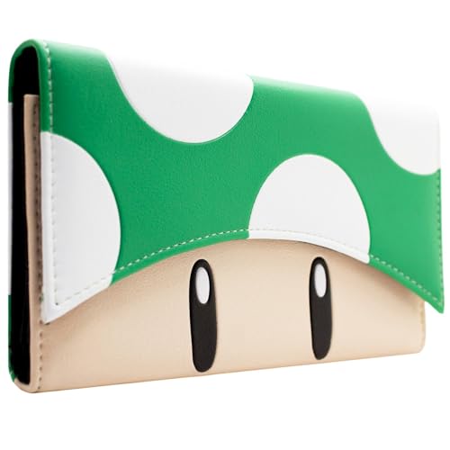 Mario 1UP Extra Life Pilz Portemonnaie Tri-Fold Münzfach & Kartenhalter, Grün von Mario Party