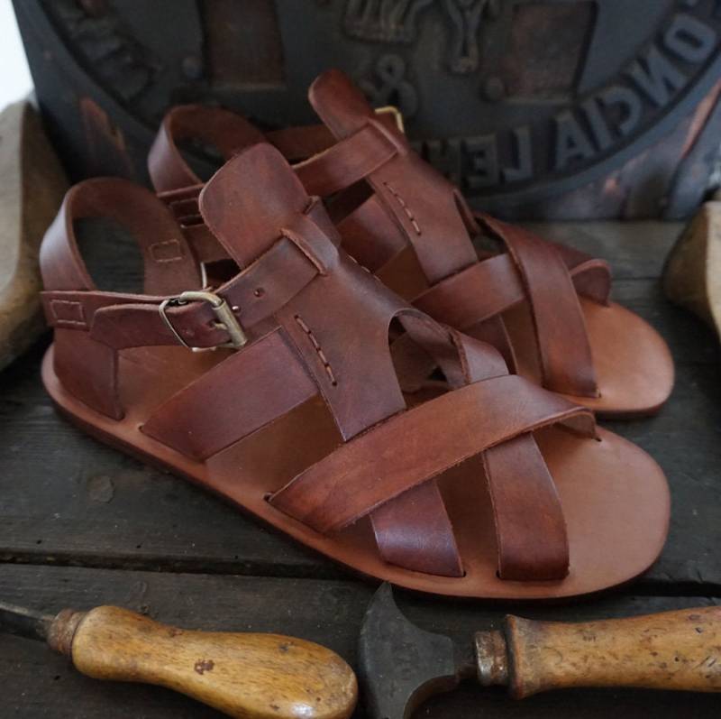 Handgefertigte Herrensandalen Aus Leder Und Pflanzlichem Mario Doni, Anpassbare Handgefertigte Ledersandale Für Männer, Hergestellt in Italien von MarioDoni