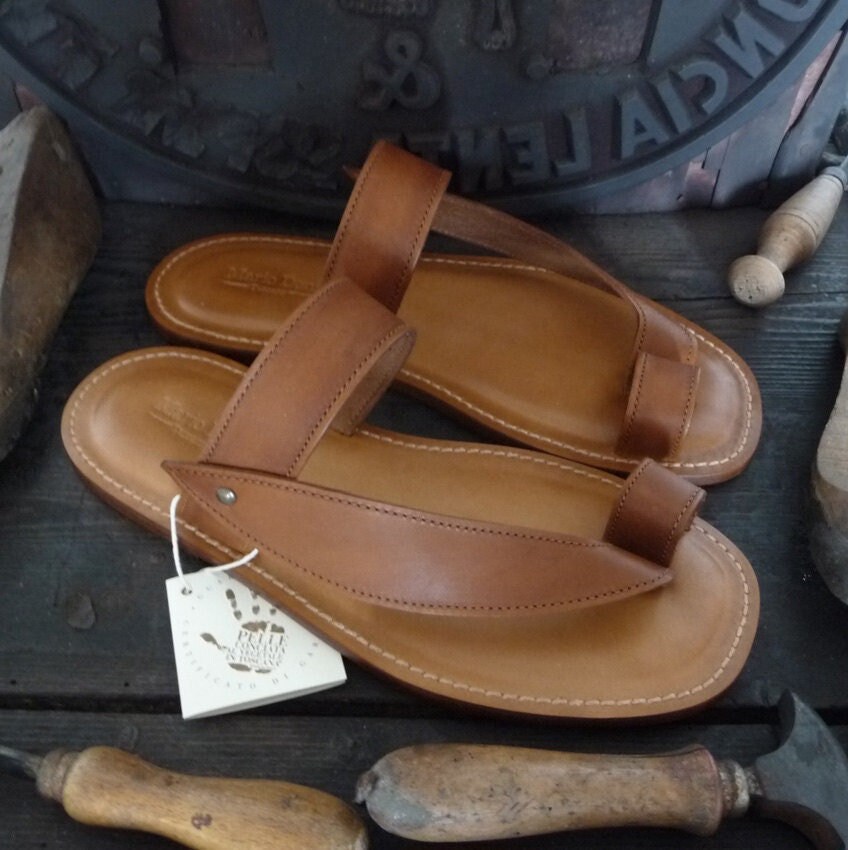 Herren-Flip-Flop-Sandale, Handgefertigte Herrensandalen Aus Leder Und Pflanzlich Gegerbtem Mario Doni, Herren-Ledersandale, Sommersandalen von MarioDoni