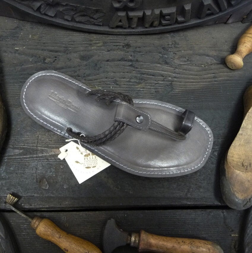 Herren-Flip-Flop-Sandalen Aus Leder Und Pflanzlich Gegerbtem Mario Doni, Handgefertigte Herren-Ledersandale Italien, Herrensandalen von MarioDoni