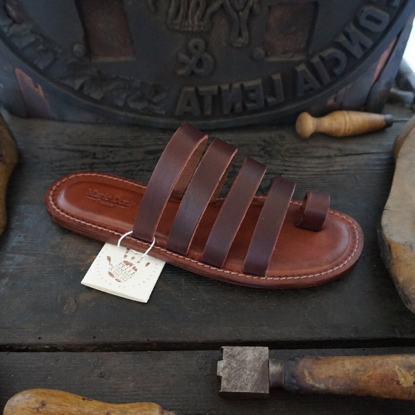 Herren Handgefertigte Sandalen Aus Leder Und Gemüseleder Mario Doni, Individualisierbare Handgefertigte Ledersandale, Made in Italy von MarioDoni