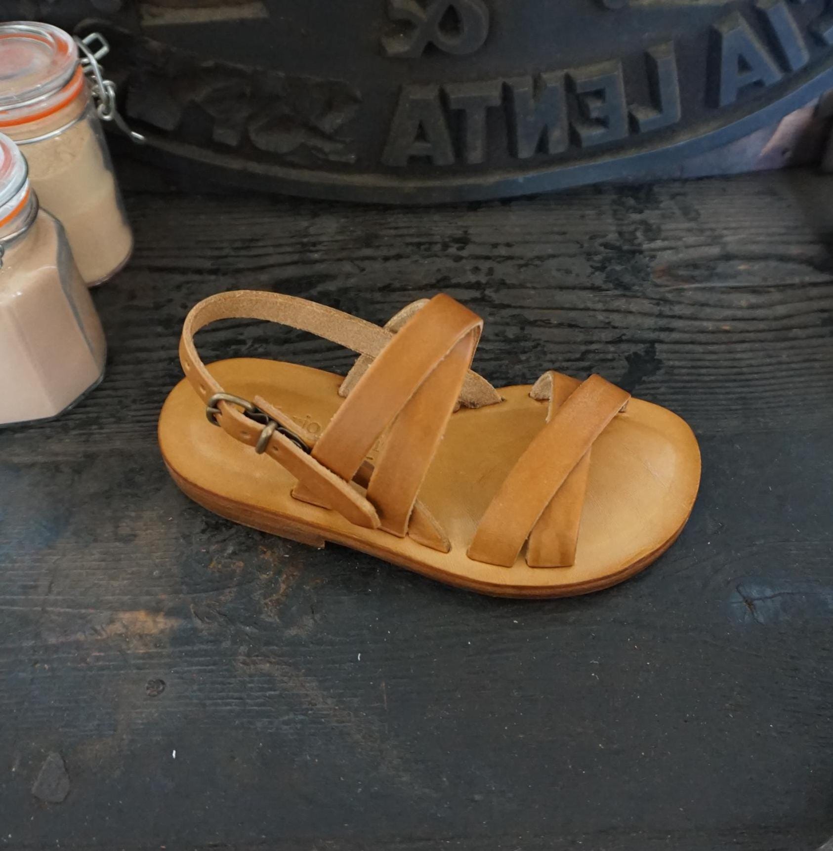 Kindersandalen Aus Leder Und Pflanzlichem Mario Doni, Bequeme Sandalen Made in Italy, Kindersandale Handgefertigtem Naturleder von MarioDoni