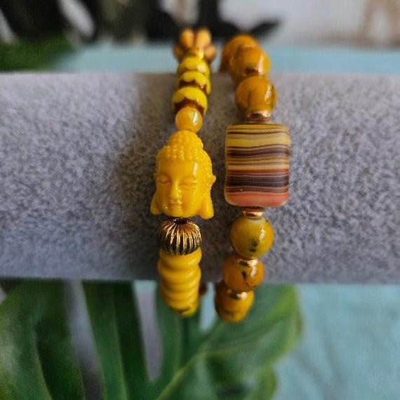 Armbänder 2Er-Set Gelb Steinperlen von MarioMariani