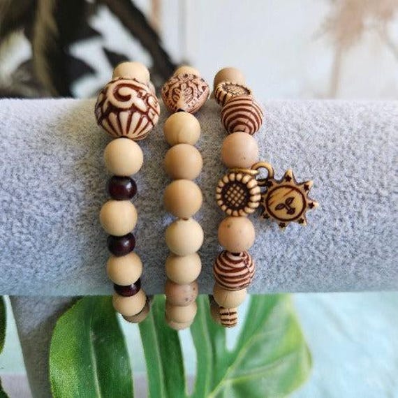 Armbänder Holzperlen 3Er-Set Braun von MarioMariani