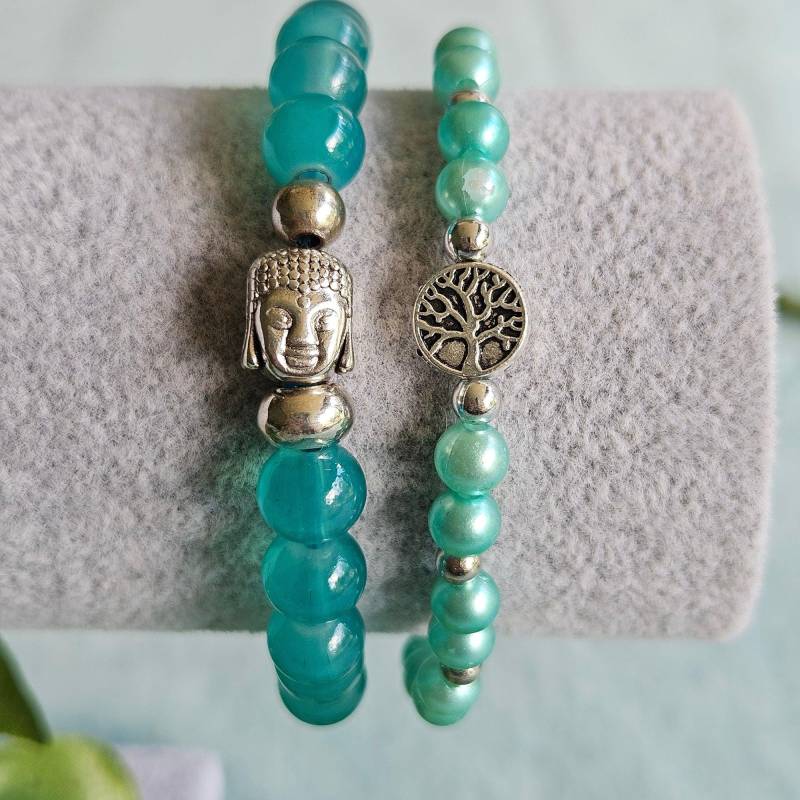Armbänder Perlen 2Er-Set Türkis Lebensbaum von MarioMariani