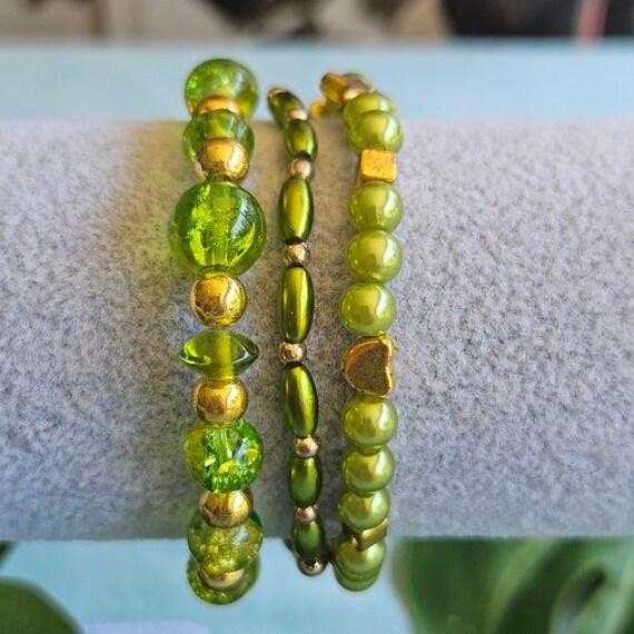 Armbänder Perlen 3Er-Set Metallic-Grün von MarioMariani