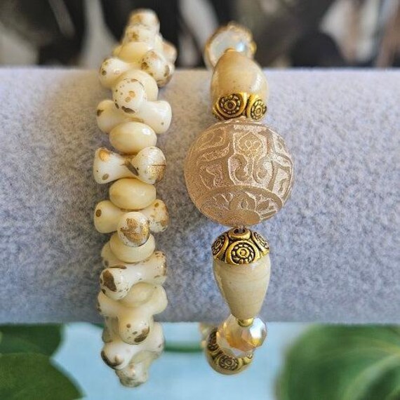 Armbänder Perlen Beige2Er-Set von MarioMariani