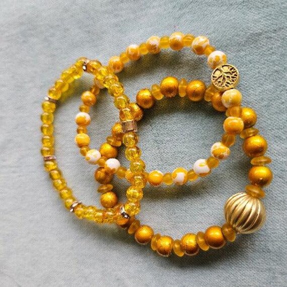 Armbänder Perlen Gelb Mit Lebensbaum von MarioMariani