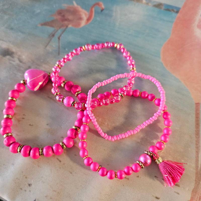 Armbänder Pink Mit Herz 4 Er Set von MarioMariani