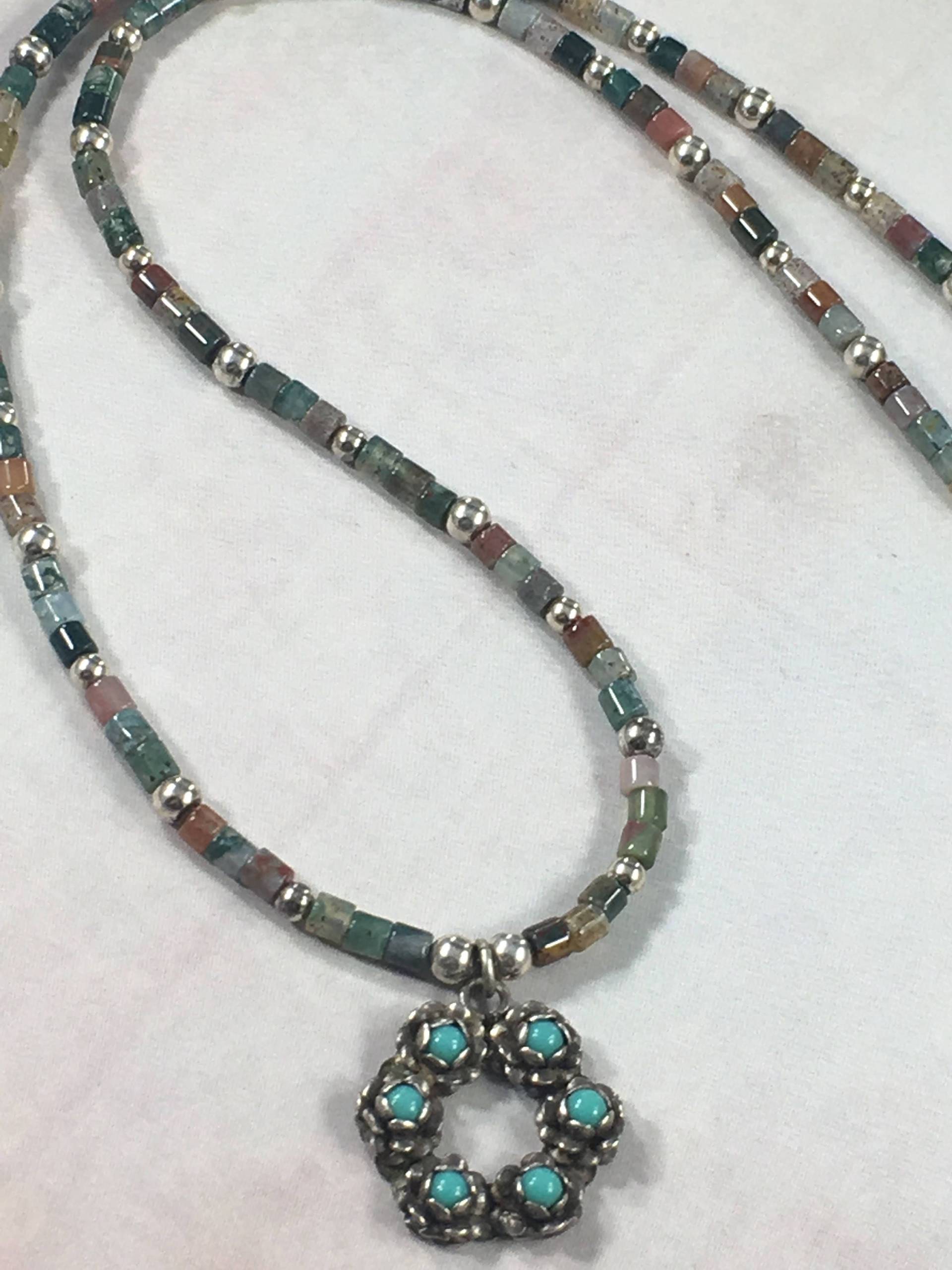 Türkis Halskette 18 Zoll Sterlingsilber Und Jaspis Perlen Vintage Upcycled Boho Erde Ton Schmuck Natürlichen Stein Perlenkette von MariposaJewelryWorks