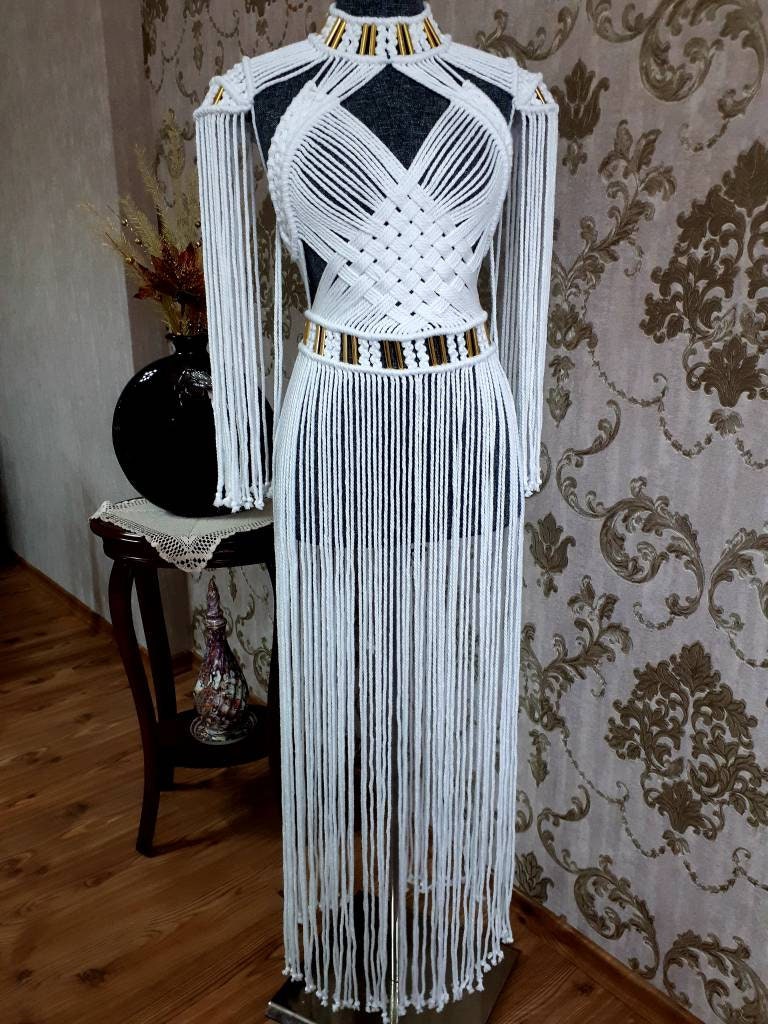 Makramee-Kleid „Chello"festivalkostüm/Boho-Hippie-Kleid/Fransenkleid/Boho-Hochzeitskleid/Brautkleid/Festivalkleid/strandkleid von MariposaMacrameHouse