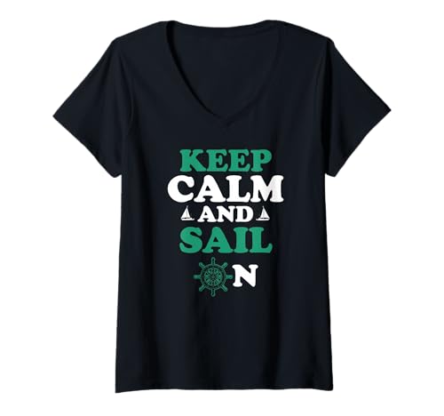 Damen Bleib Locker und Kurs auf den Horizont Segelwitz T-Shirt mit V-Ausschnitt Damen Bleib Locker und Kurs auf den Horizont Segelwitz T-Shirt mit V-Ausschnitt von Maritimer Entspannungsstil Für Segelfans