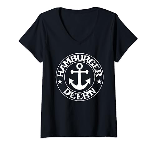 Damen Hamburger Deern T-Shirt mit V-Ausschnitt von Maritimes Design Hamburg