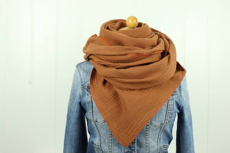Musselintuch Versch. Größe Für Frauen Und Kinder Schal Halstuch Spucktuch Zimt Partnerlook Musselin Tuch von MarjasStoffstern