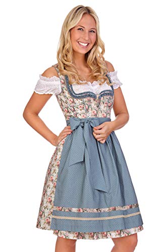 MarJo Midi Dirndl 2tlg. - Morticia - Creme/blau von MarJo