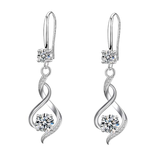 Damen Ohrringe Silber 925 Hängend Herz Zirkon Mondstein Schmuck Ohringe Aus 925 Sterling Silber Geschenke für Frauen Mama Frauen Beste Freundin Geburtstag von Marjoramy