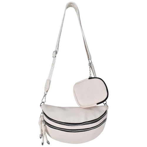 Marjoramy Kleine Damen Umhängetaschen,Bauchtasche Damen,Gürteltasche,Hüfttasche,Mit Verstellbar Abnehmbar Breiter Gurt,Pu Bauchtasche,Für Weiblich Crossbody Bag (Weiß) von Marjoramy