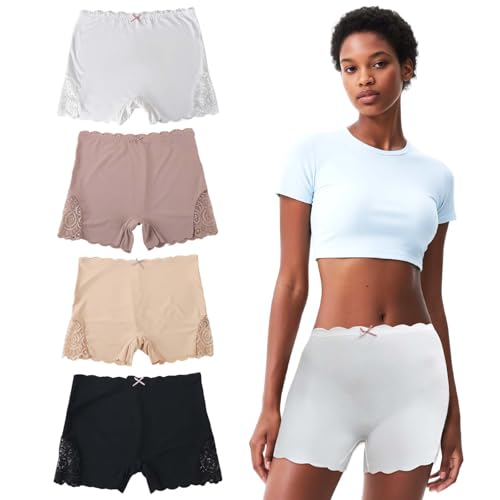 Marjoramy Unterrock Shorts für Frauen Anti-Scheuer-Spitze Nahtlose SicherheitshoseBoxer Slipshort Schlüpfer Leggings Unter Kleider Unterwäsche von Marjoramy