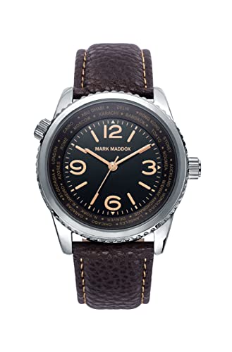 Mark Maddox Herren Analog Quarz Uhr mit Leder Armband HC6015-54 von Mark Maddox
