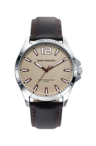 Mark Maddox Herren Analog Quarz Uhr mit Lederimitat Armband HC6021-45 von Mark Maddox