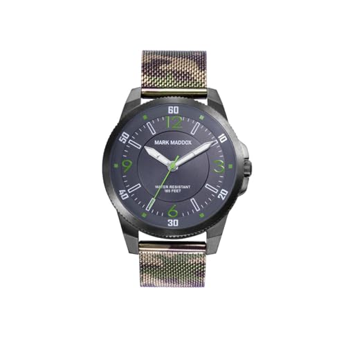 Mark Maddox - Uhr Stahl IP Grau und Camouflage Armband Sr Mm - HM0123-14, Armband von Mark Maddox