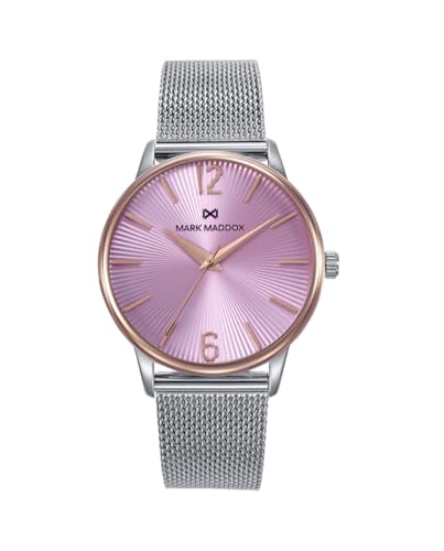 Mark Maddox MM1030-75 Damenuhr aus Edelstahl, Roségold, verstellbares Milanaise-Armband, rosafarbenes Zifferblatt, roségoldene Lünette, analog, silber Mark Maddox MM1030-75 Damenuhr aus Edelstahl, Roségold, verstellbares Milanaise-Armband, rosafarbenes Zifferblatt, roségoldene Lünette, analog, silber von Mark Maddox