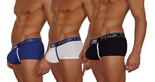 Mark7Gear TRIPLE PACK PANTS - weiss, blau, schwarz - 3 Pants mit Boost Engeneering (PUSH-UP), Mehrfarbig, XXL von Mark7Gear