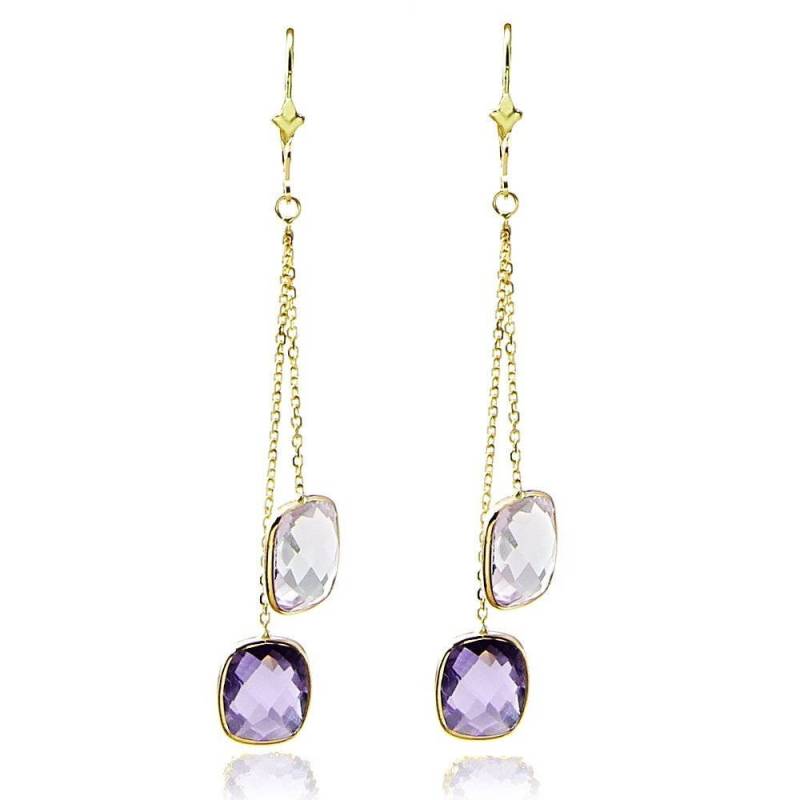 14 K Gelb Gold Edelsteine Ohrringe Mit Kissen Geschnitten Amethyst Stationen von MarkMadisonJewelry