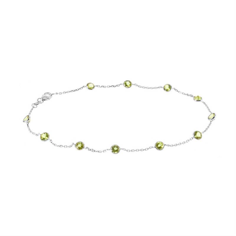 14 K Weißgold Handgemachte Station Fußkettchen Mit Peridot Edelsteine Bulk Stock 9 - 11 Zoll von MarkMadisonJewelry