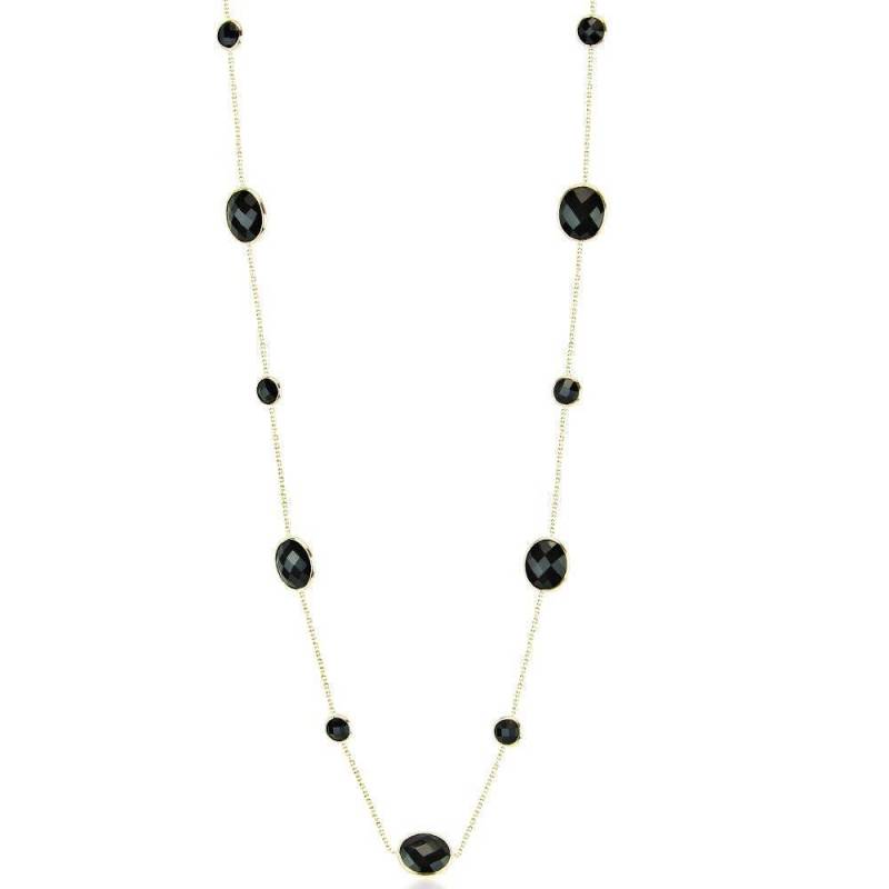 14K Gelb Gold Halskette Mit Ovalen Und Runden Form Schwarz Onyx 20 Zoll von MarkMadisonJewelry