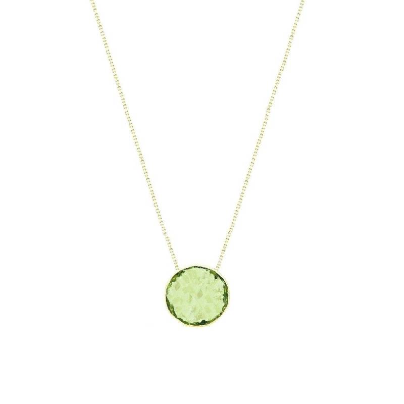 14K Gelb Gold Handgemachte Halskette Mit 6mm Runde Form Schachbrett Peridot Solitaire von MarkMadisonJewelry