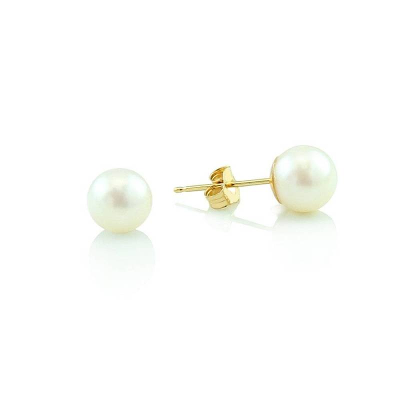 14K Gelb Gold Ohrstecker Mit Süßwasser-Zuchtperlen 6, 5-7 Mm von MarkMadisonJewelry