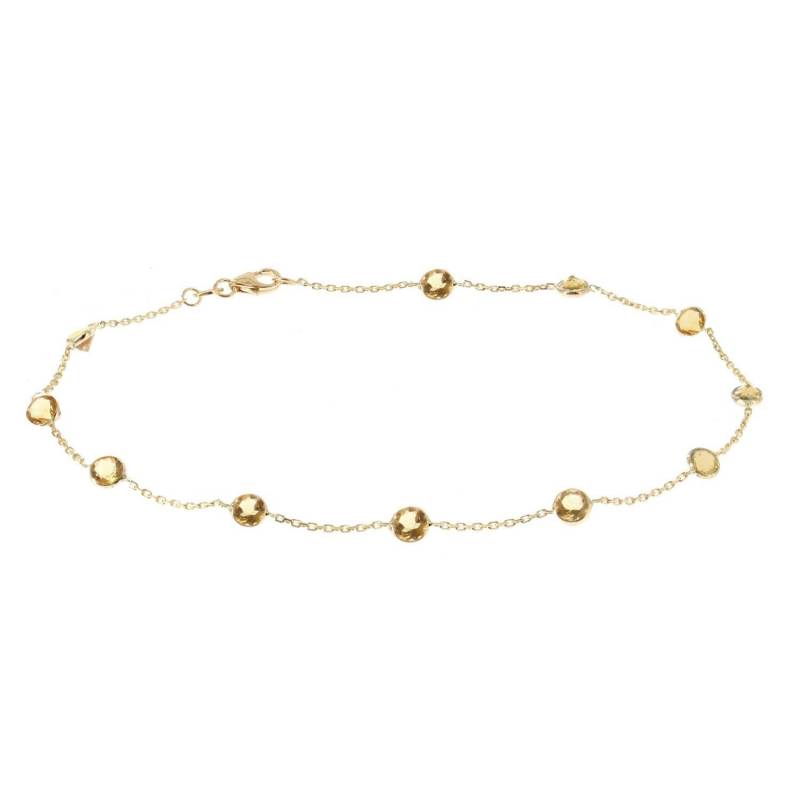 14K Gelbgold Handgefertigte Station Fußkette Mit Citrin Edelsteinen Großvorrat 9 - 11 Zoll von MarkMadisonJewelry